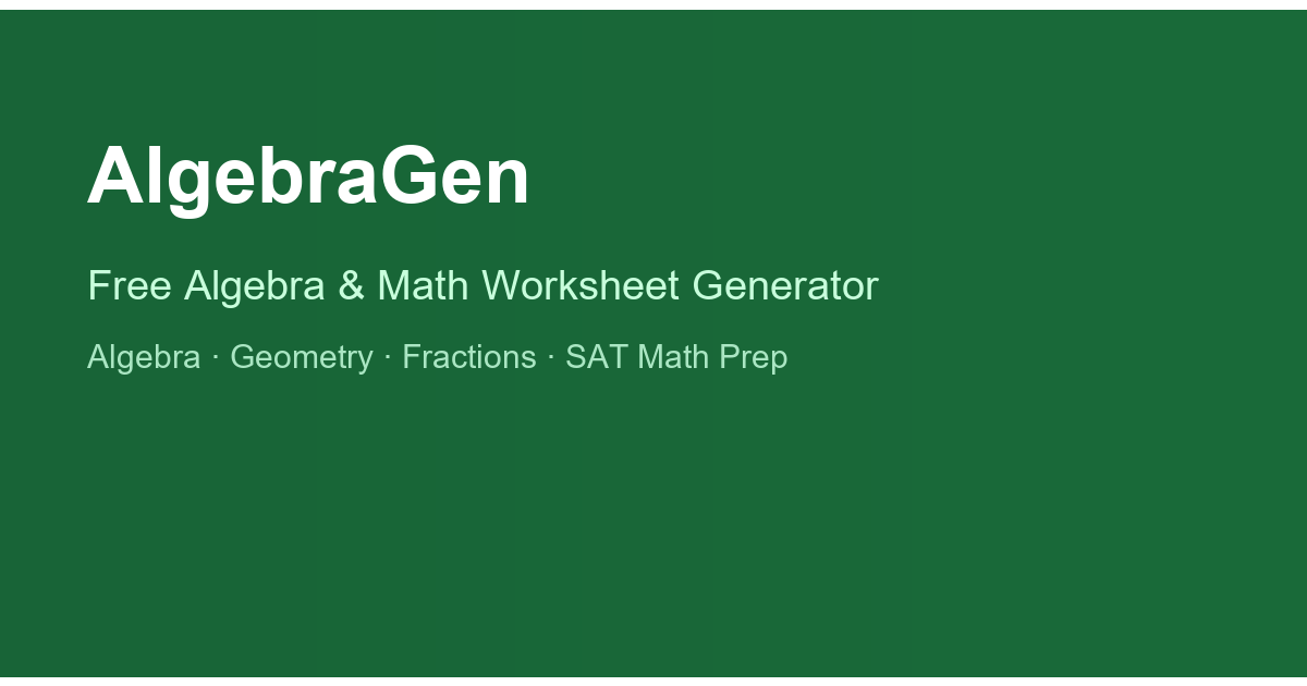 Math Worksheets by Common Core Standard | AlgebraGen